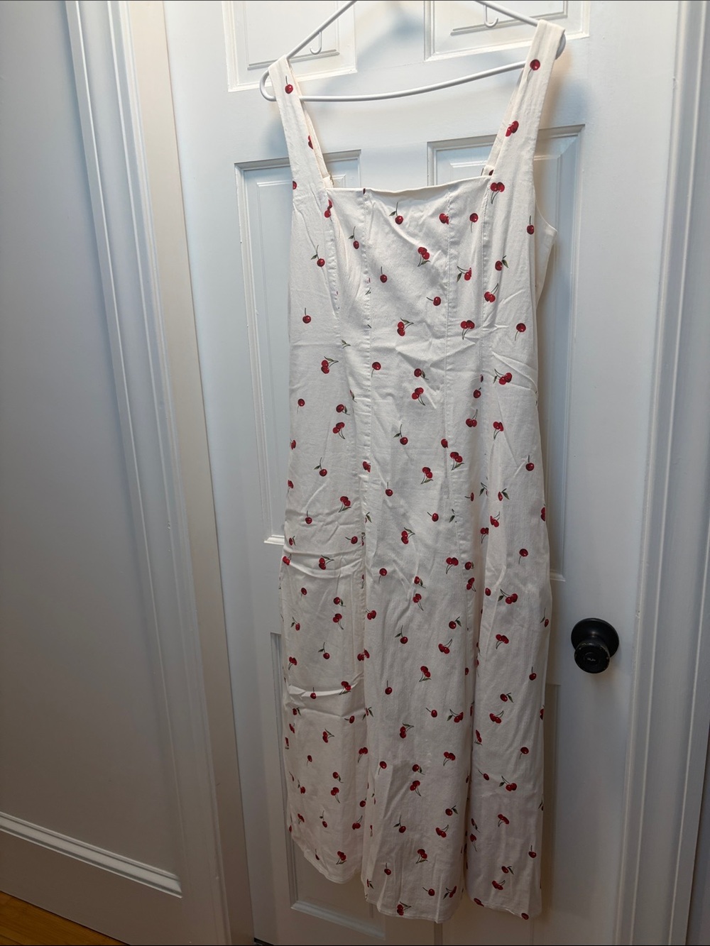 Abercrombie & Fitch White Maxi Dress with Red Cherry Print